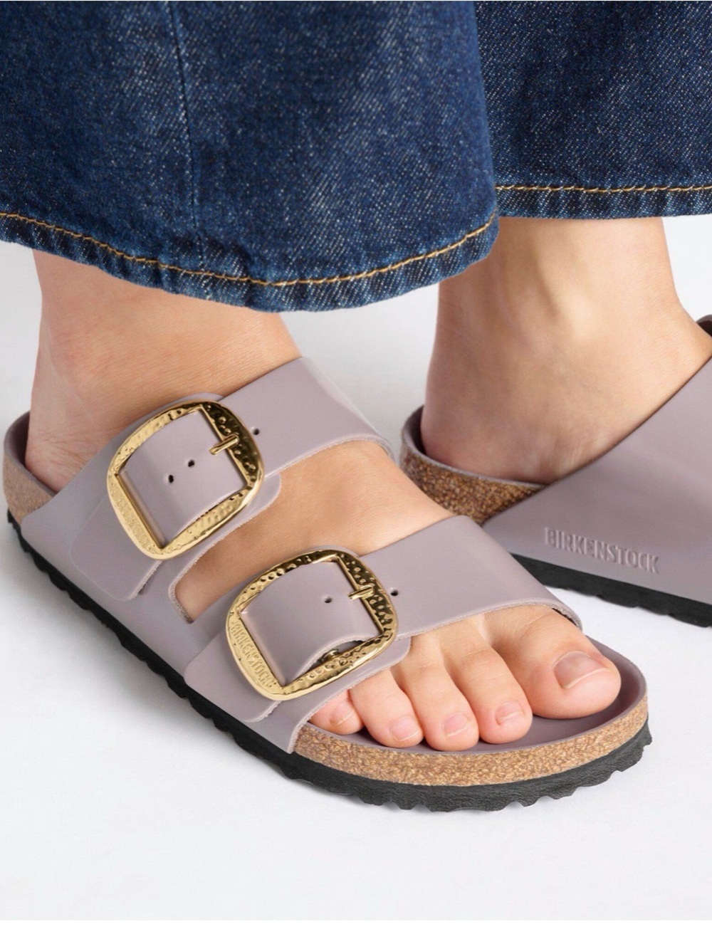 Birkenstock Arizona Big Buckle Sandals with Hammered Gold Buckles size 39